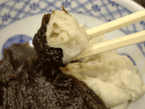 Soba zenzai by Mansei-an, closer look