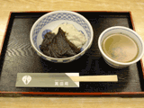 Soba zenzai by Mansei-an on a tray